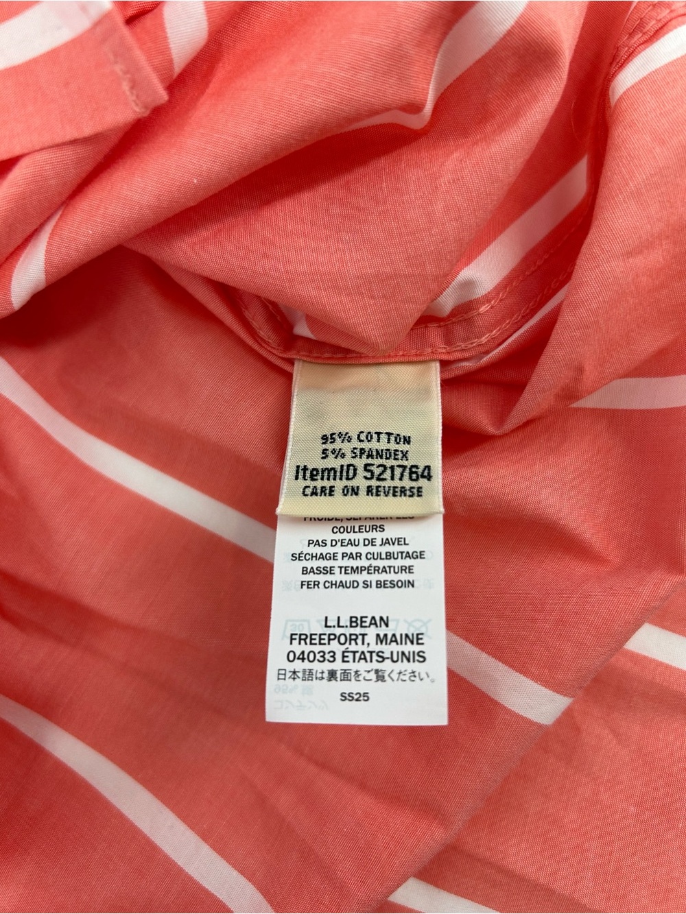 NWT L.L.Bean Essential Cotton Poplin Short Sleeve Shirt in Hot Coral Stripe READ - Picture 11 of 12
